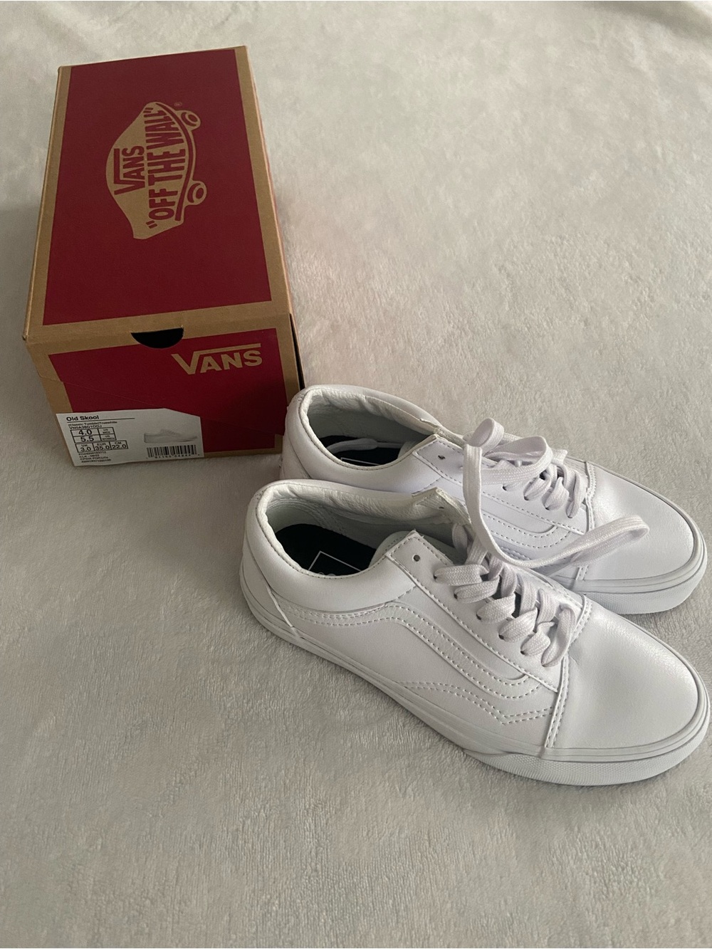 Womens new all white vans sneakers